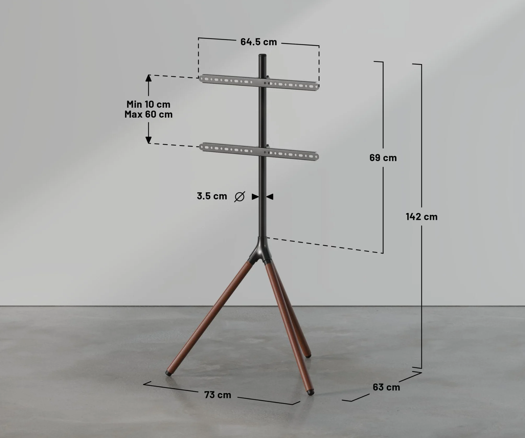 JAPANNEXT Support Trépied Bois pour TV & Écran 32-65 Pouces Charge Max 35 kg Hauteur & Pivot Réglable JN-3265-TRIWOOD