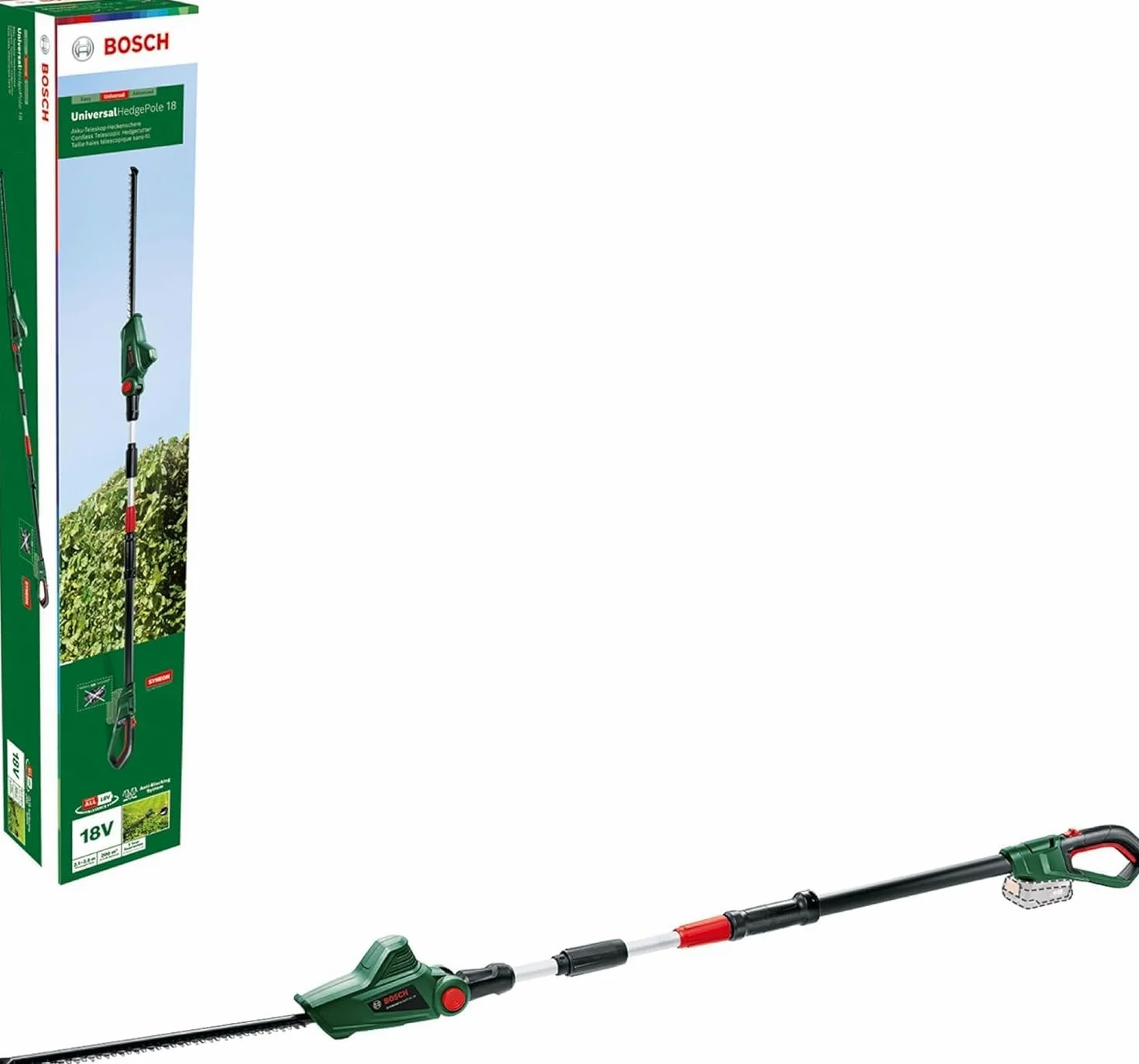 Elagueuse sur perche sans fil Bosch - UniversalChainPole 18 & Bosch taille-haies télescopique sans fil UniversalHedgePole 18