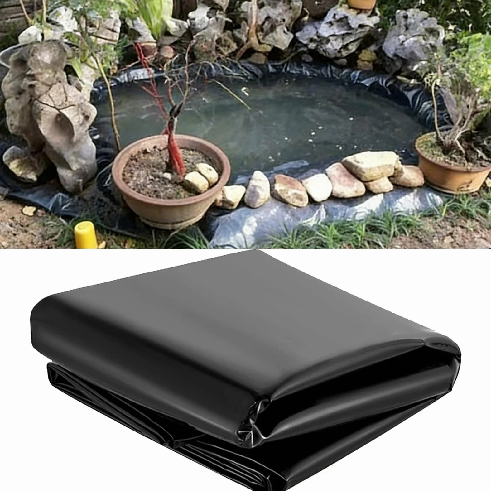 Bâche pliable durable et imperméable pour étangs à poissons extérieurs, cascades, lacs artificiels