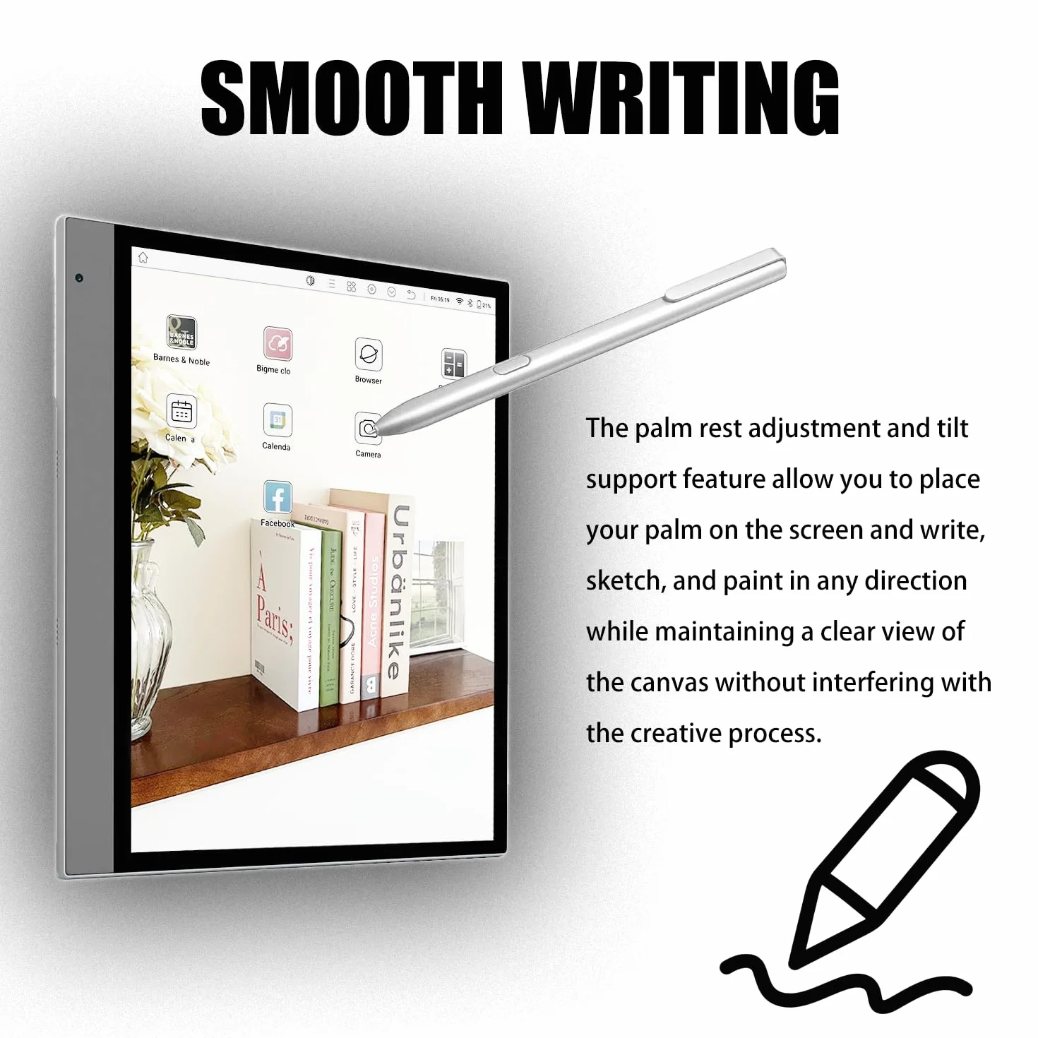 Stylet compatible BOOX Note Air3C, 3 B/W, Air 2/2 Plus, Note Max 13.3, Tab Ultra C Pro, tablette Go 10.3, Go Color 7 ePaper E Ink (argent)