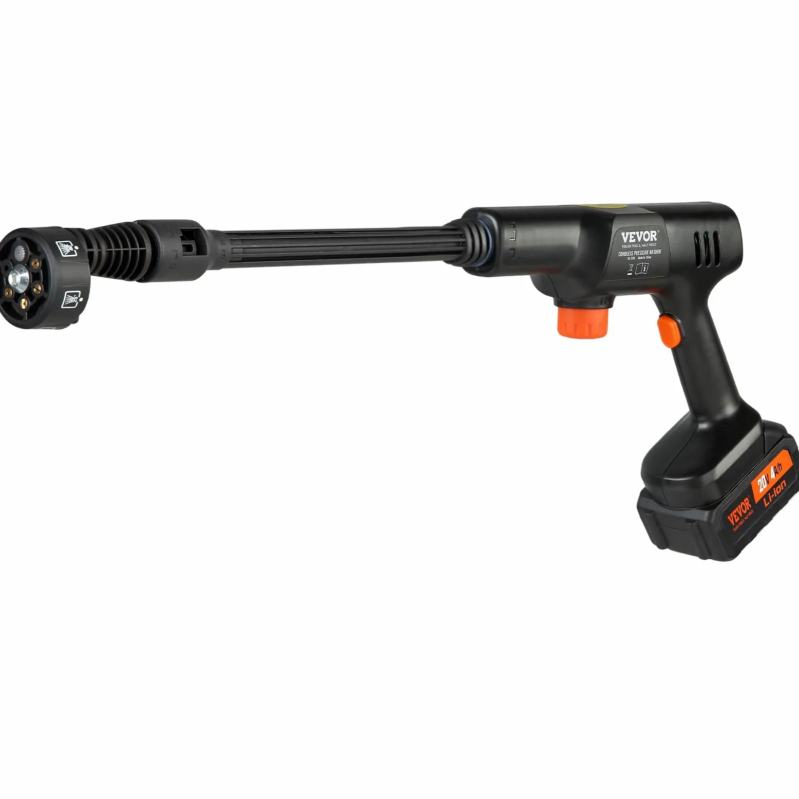 VEVOR Nettoyeur Haute Pression sur Batterie sans Fil 21 V Nettoyeur Haute Puissance Portable 652 PSI 50 bar Laveuse Électrique 3,5 L/min Batterie 4,0 Ah Chargeur pour Nettoyage Terrasse Jardin Voiture