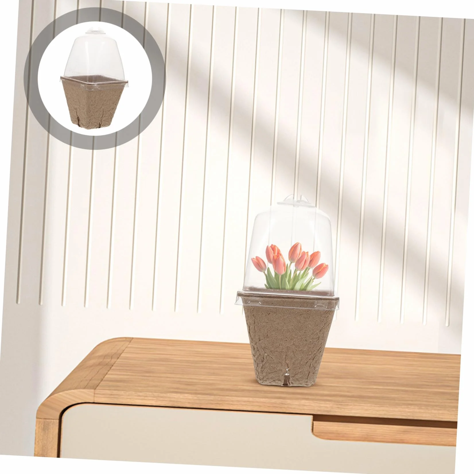 iplusmile Pots de Semis Carrés avec Dôme Ventilé en Pâte de Papier Lot de 36