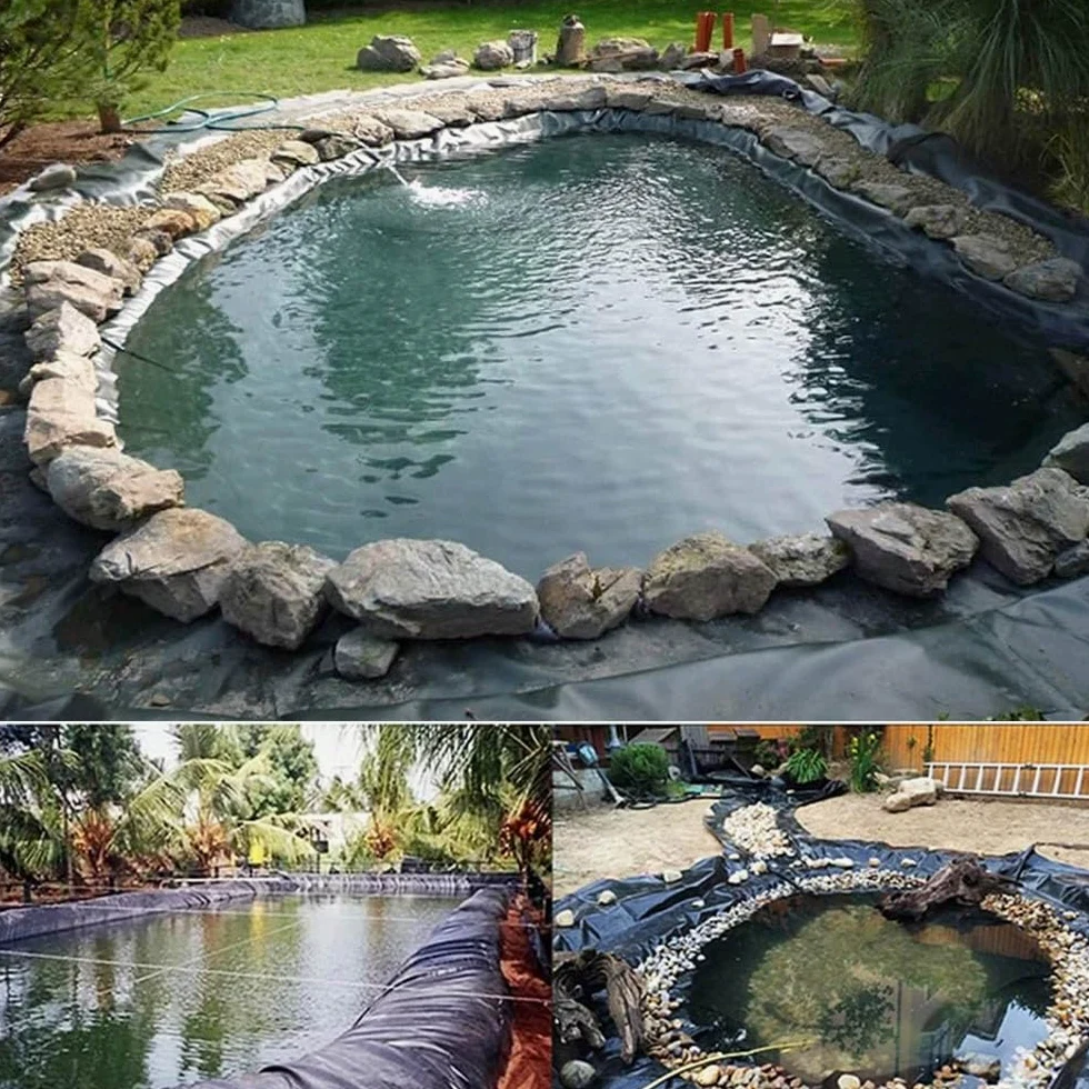 Bâche de bassin robuste 7 x 10 m - Flexible et imperméable - Noire - Pour piscines de jardin - Doublure imperméable et durable
