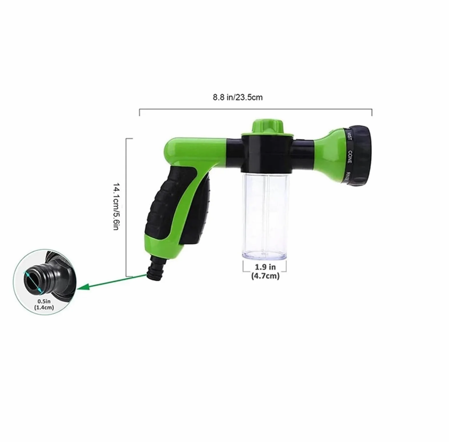 Pistolet d'arrosage avec embout multi-jets, Pulvérisateur d'eau de jardin multicolore, verrouillage à gâchette réglable rotatif 360 degrés(Yellow)