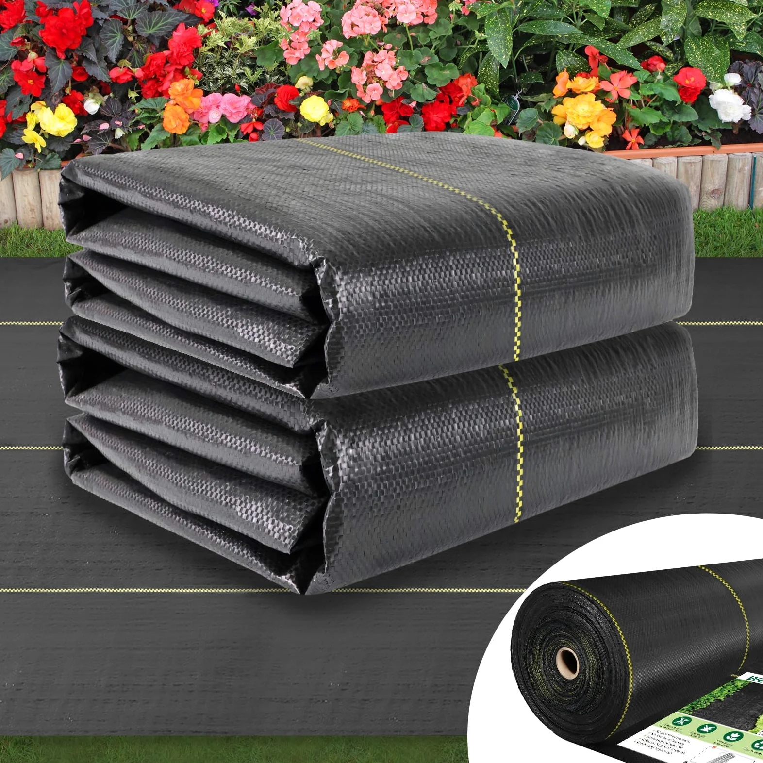 Shade&Beyond Toile de Paillage 1x25 m Géotextile Tissé Anti Repousse Herbe 165g/m² Toile PP Perméable Anti Repousse, Résistante aux Déchirures pour Jardin, Allées et Gravier