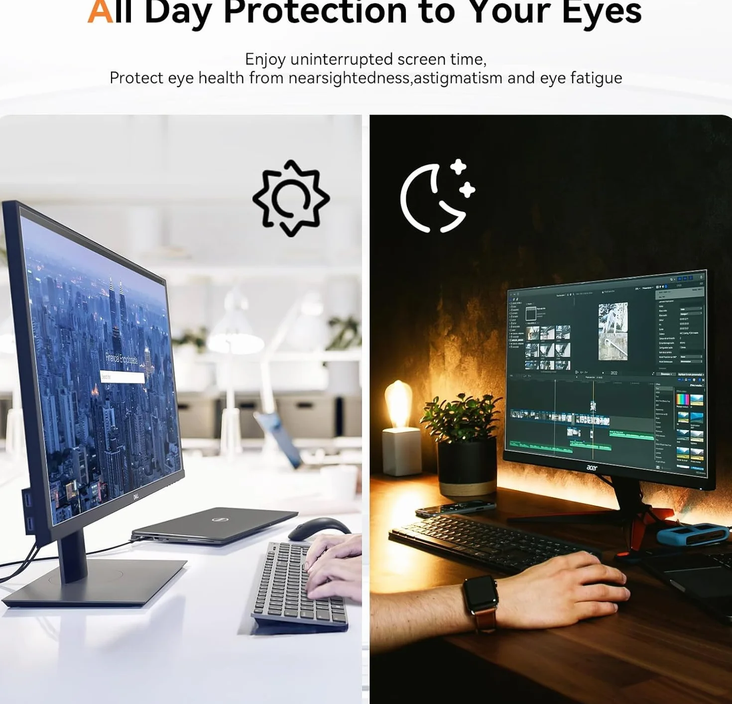 Mamol Filtre Lumière Bleue Protection Écran 24 Pouces 16:9 Anti-Reflet PC Moniteur