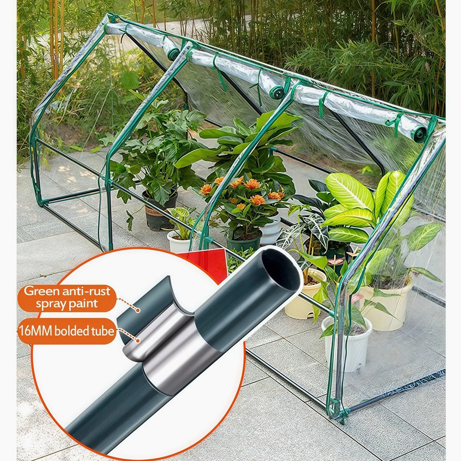 Mini serres, Serre pour Plantes d'extérieur Portable, avec Couvercle en PE, avec 3 Portes à Fermeture éclair, 240x90x90cm