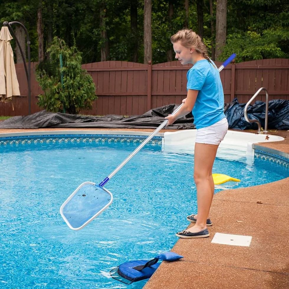 Épuisette Piscine à Mailles Fines, Accessoires Piscine Nettoyage pour Algues, Spas, Fontaine