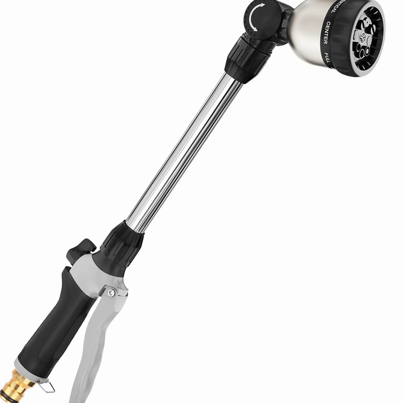 FANHAO Baguette d'arrosage robuste en métal de 40,6 cm avec 8 modes de pulvérisation, longue buse de pulvérisation avec contrôle marche/arrêt du pouce, parfait pour suspendre des paniers, des arbustes