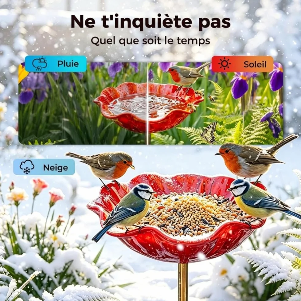 Mangeoire Oiseaux Exterieur Metallic Fonte 60cm 4 Pieces