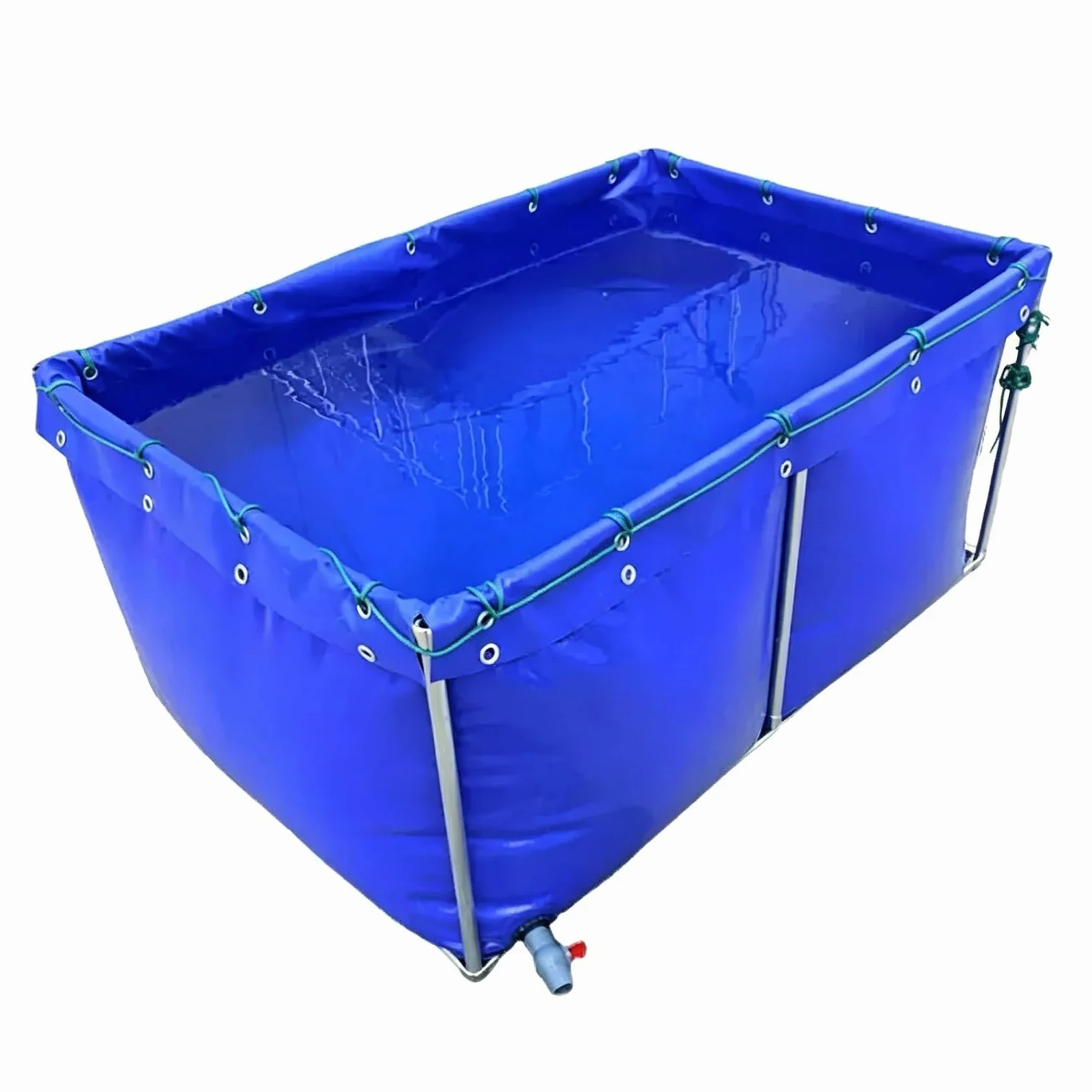 Étang De Koi en Toile Durable Hors Sol, Piscine D'aquarium Bleue, Réservoir d'eau en Bâche Pliable pour L'élevage De Poissons Et L'aménagement Paysager D'arrière-Cour(3x1x1.2m)