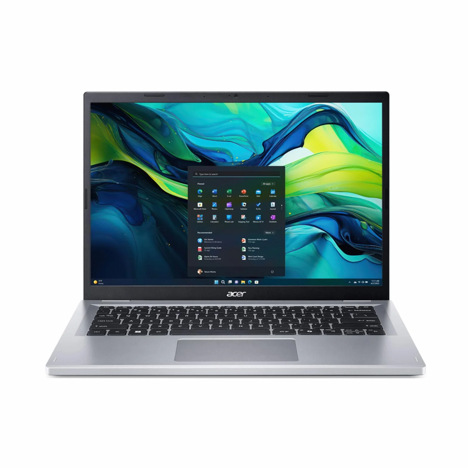 Acer Aspire Go 14 PC Portable 14" WUXGA IPS 60Hz AMD Ryzen 5-7520U 16Go RAM 512Go SSD AMD Radeon Graphics Windows 11 Home Argent Clavier FR AZERTY AG14-22P-R909