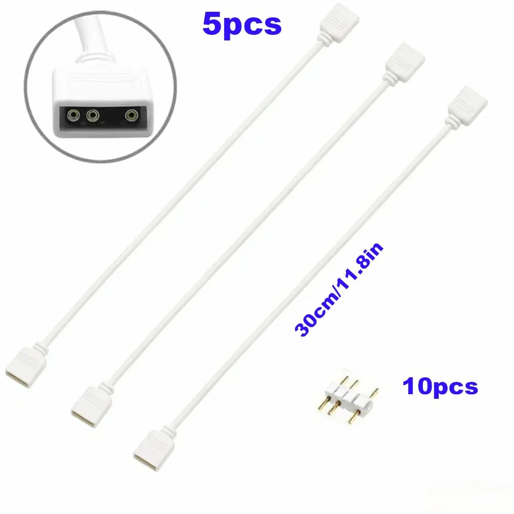 Câble répartiteur ARGB 5V 3 broches 30 cm blanc pour ventilateurs PC RGB et bandes LED