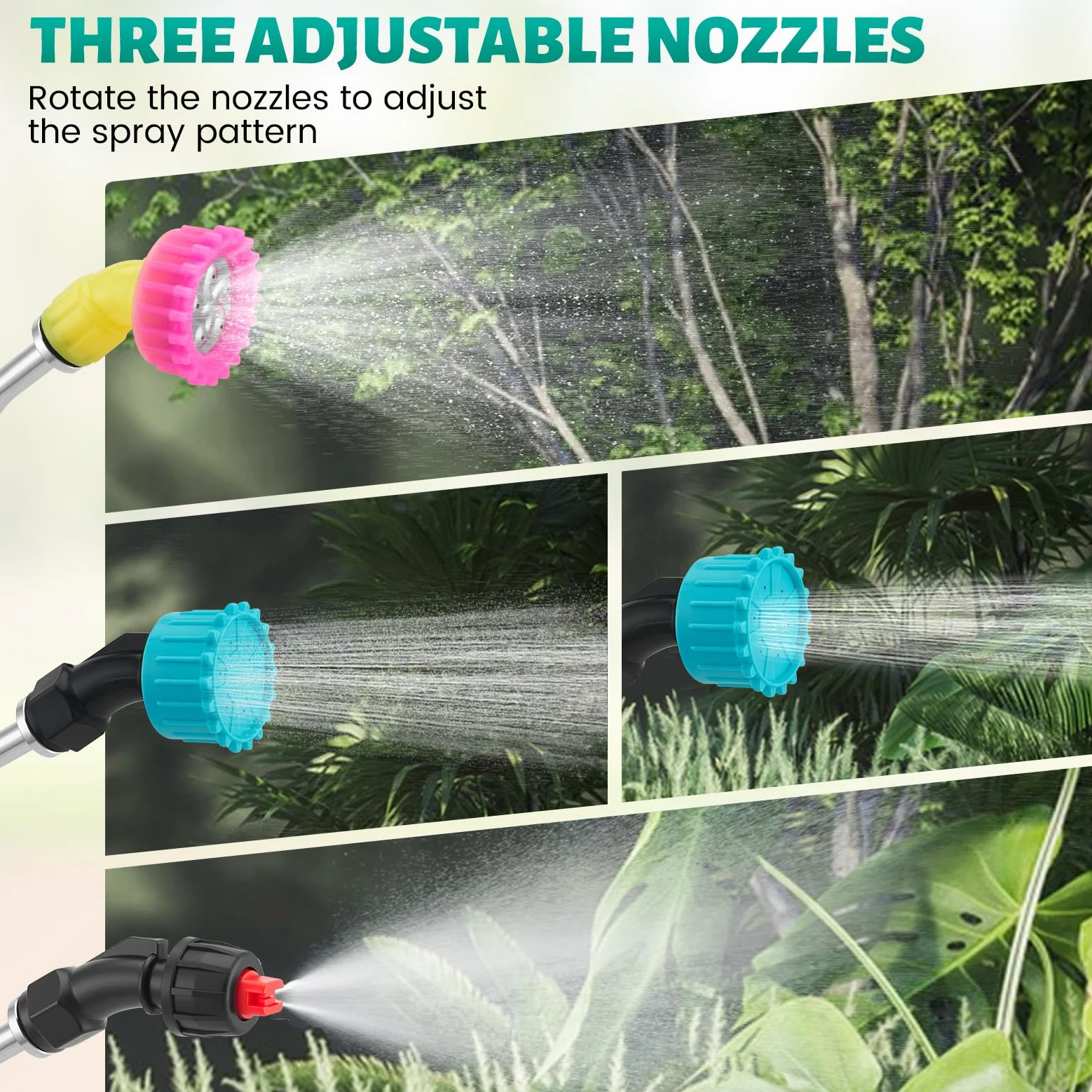 Pulvérisateur Électrique 5L sur Batterie - Atomiseur Jardin avec 3 Buses Réglables & Batterie 4000mAh - Télescopique USB Rechargeable pour Désherbant et Engrais