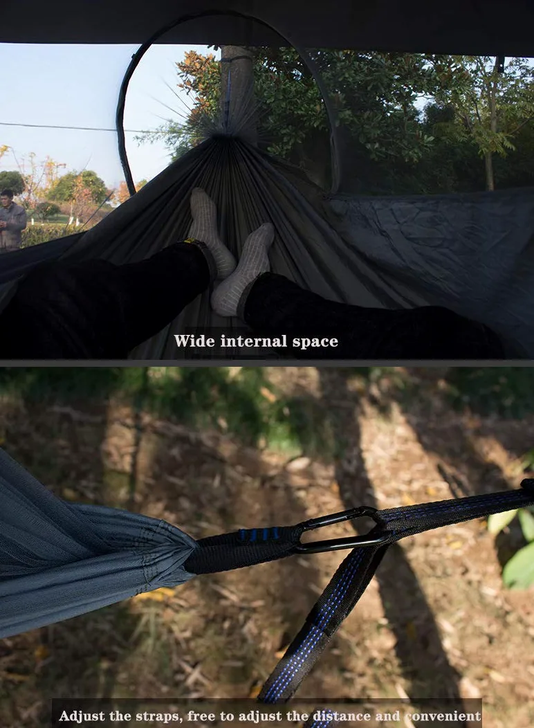 Hamac de Camping avec moustiquaire, Pop-up léger, Portable, Double Parachute, hamac de Couchage pour extérieur, randonnée, Voyage, b