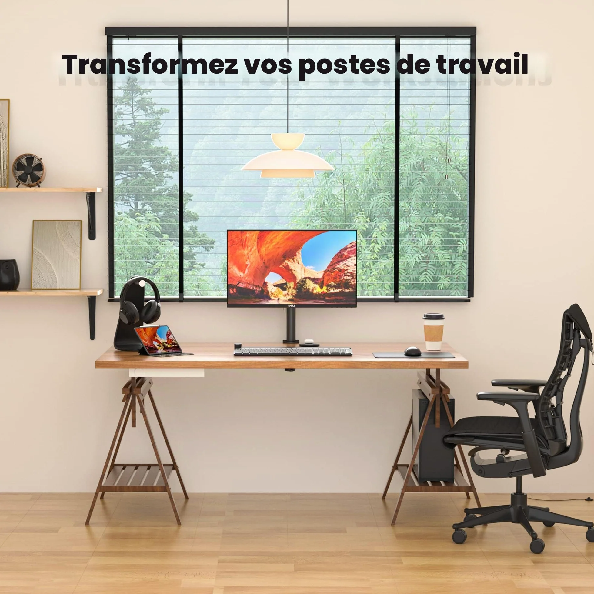 BONTEC Support Ecran PC 13-32 Pouces, Capacité 10 kg, VESA 75x75-100x100 mm, Réglable Hauteur Inclinable Pivotant