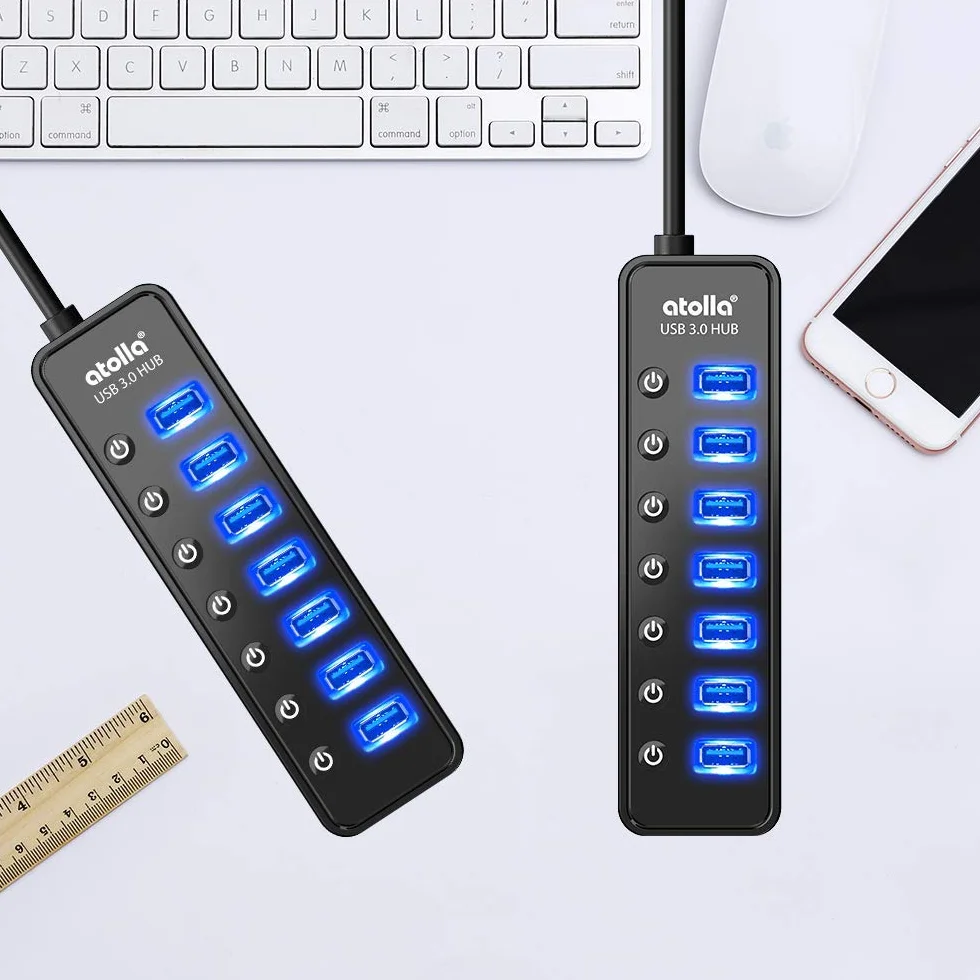 Hub USB 3.0 7 Ports Alimenté avec Interrupteur Indépendant 5V/4A 20W