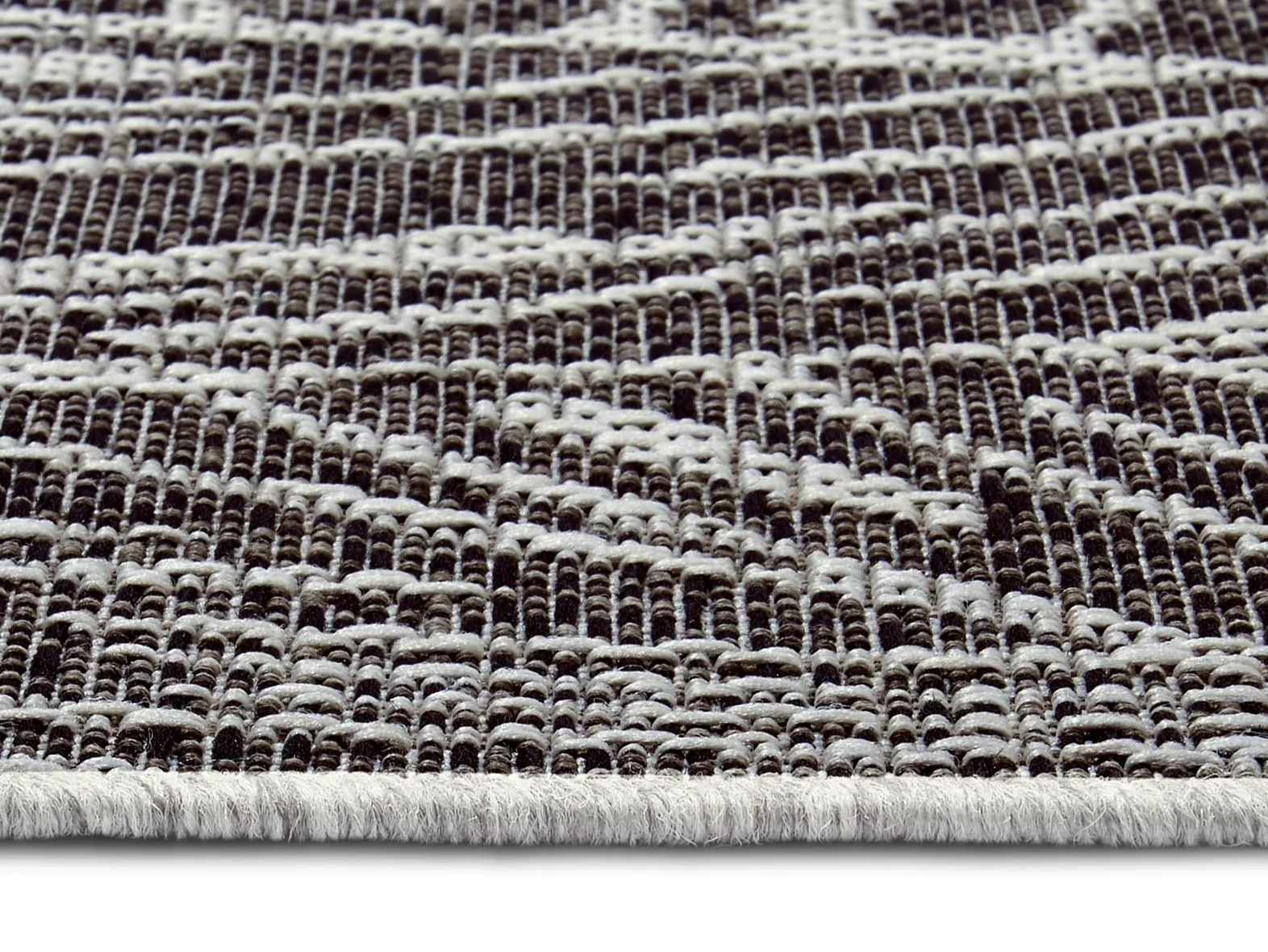 NORTHRUGS Tapis d'extérieur Monstera (70 x 300 cm, Motif Floral, 100% polypropylène, résistant et Facile d'entretien, résistant aux Rayons UV, salon, Balcon, terrasse, Jardin) Noir/crème, 70 x 300 cm