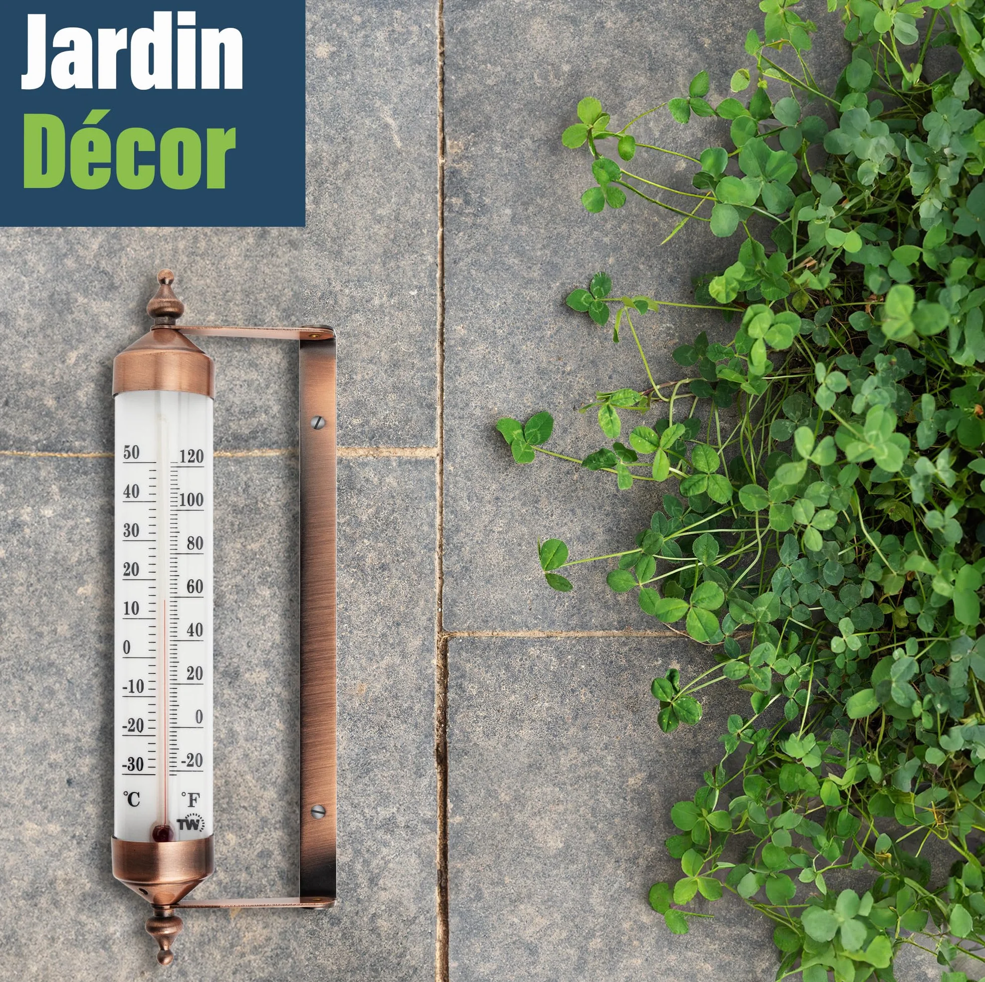 Thermomètre d'extérieur effet bronze – jauge jardin, température extérieure serre garage