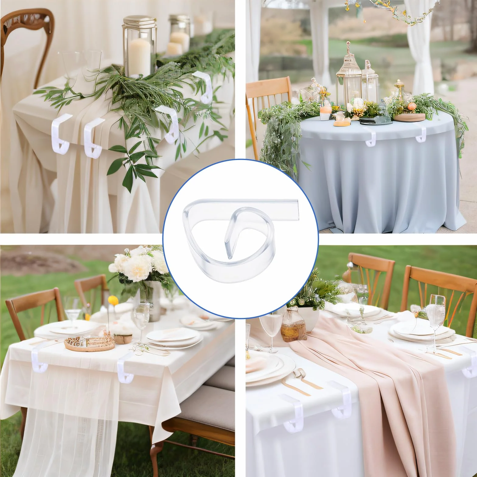 Lot de 12 pinces à nappe transparentes en plastique pour l'extérieur Noël mariage pique-nique