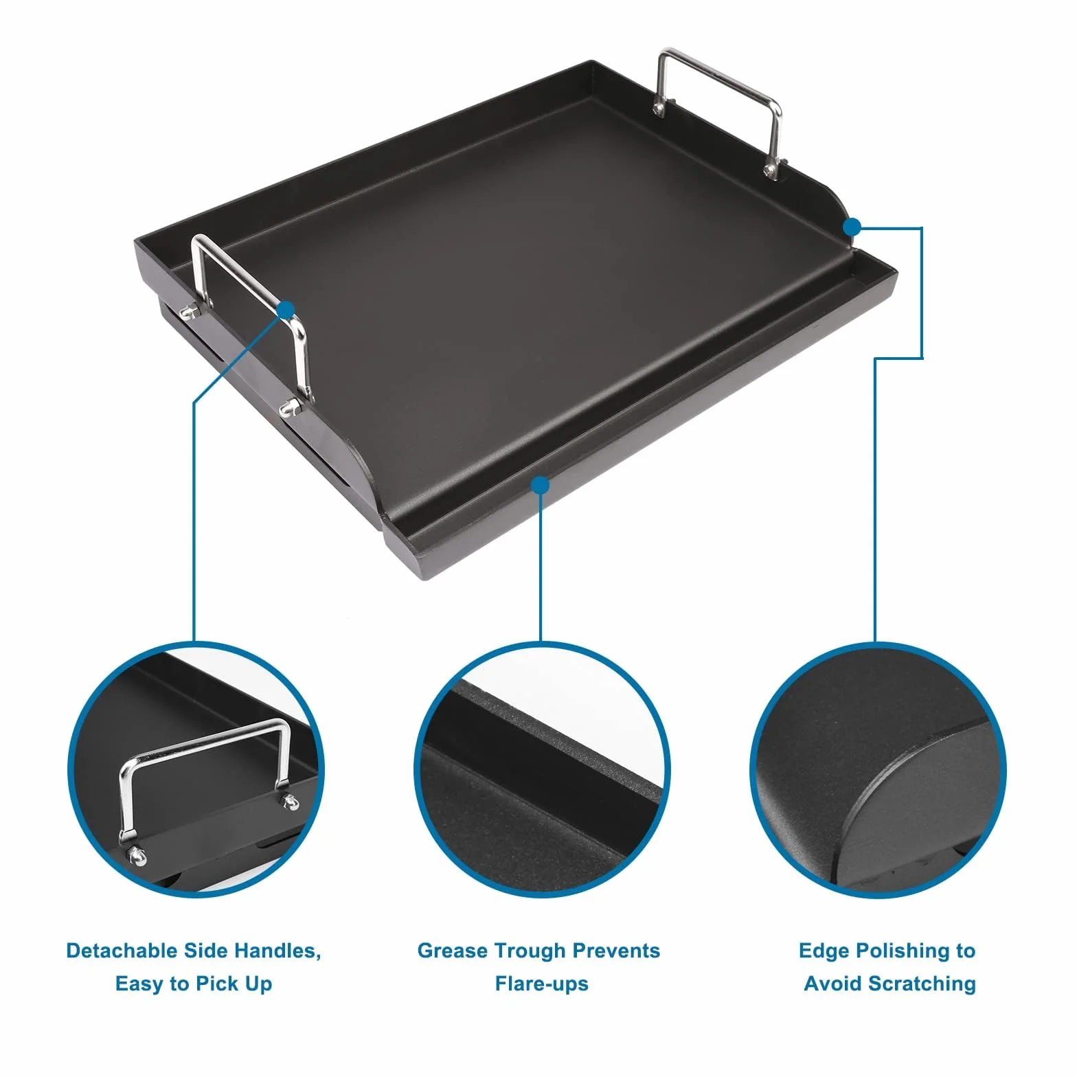 GFTIME Plaque de cuisson universelle 43 x 33 cm antiadhésif pour barbecue gaz charbon électrique