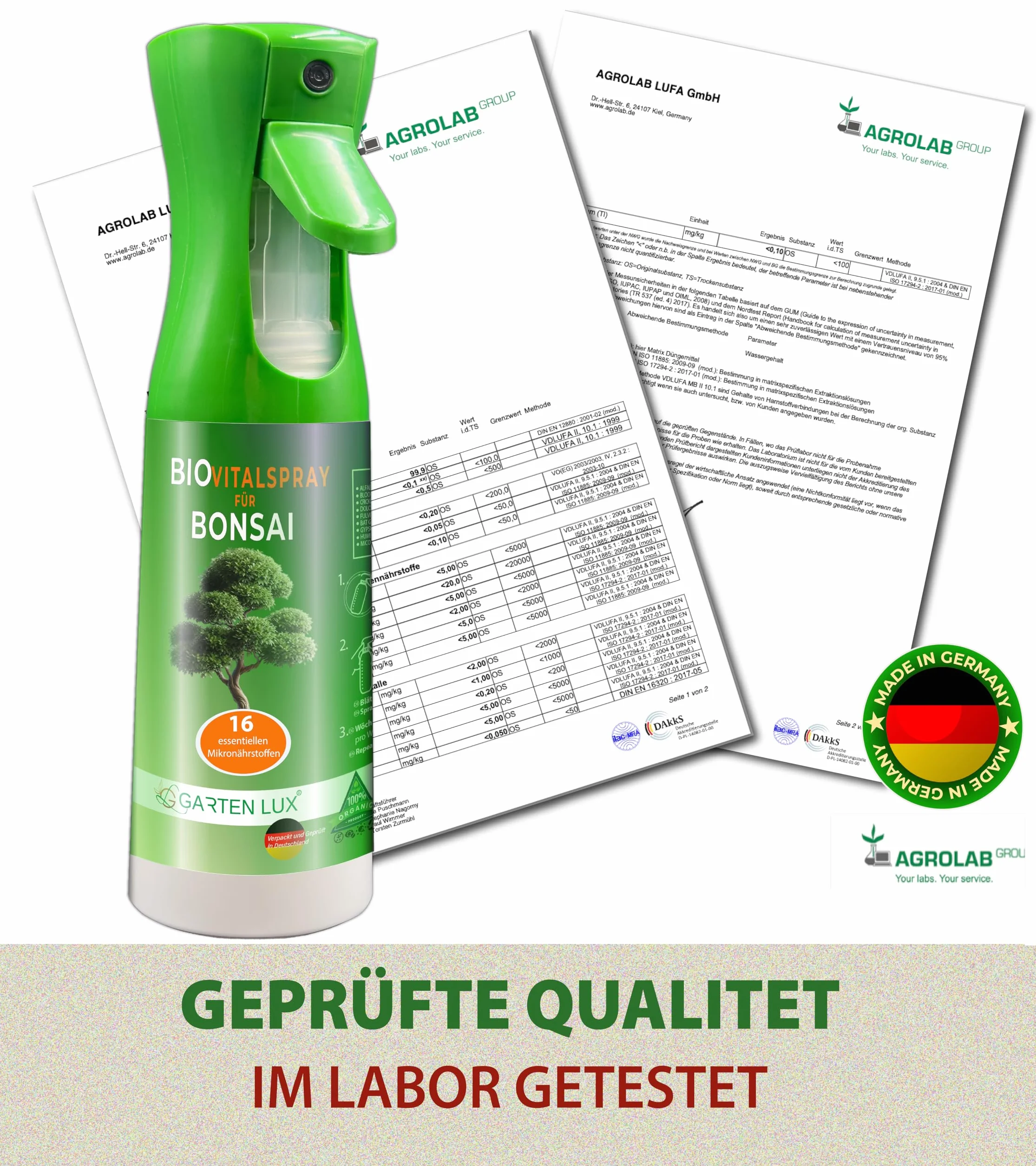 Garten Lux Spray bio Vital pour feuilles de bonsaï 300 ml 16 oligo-éléments