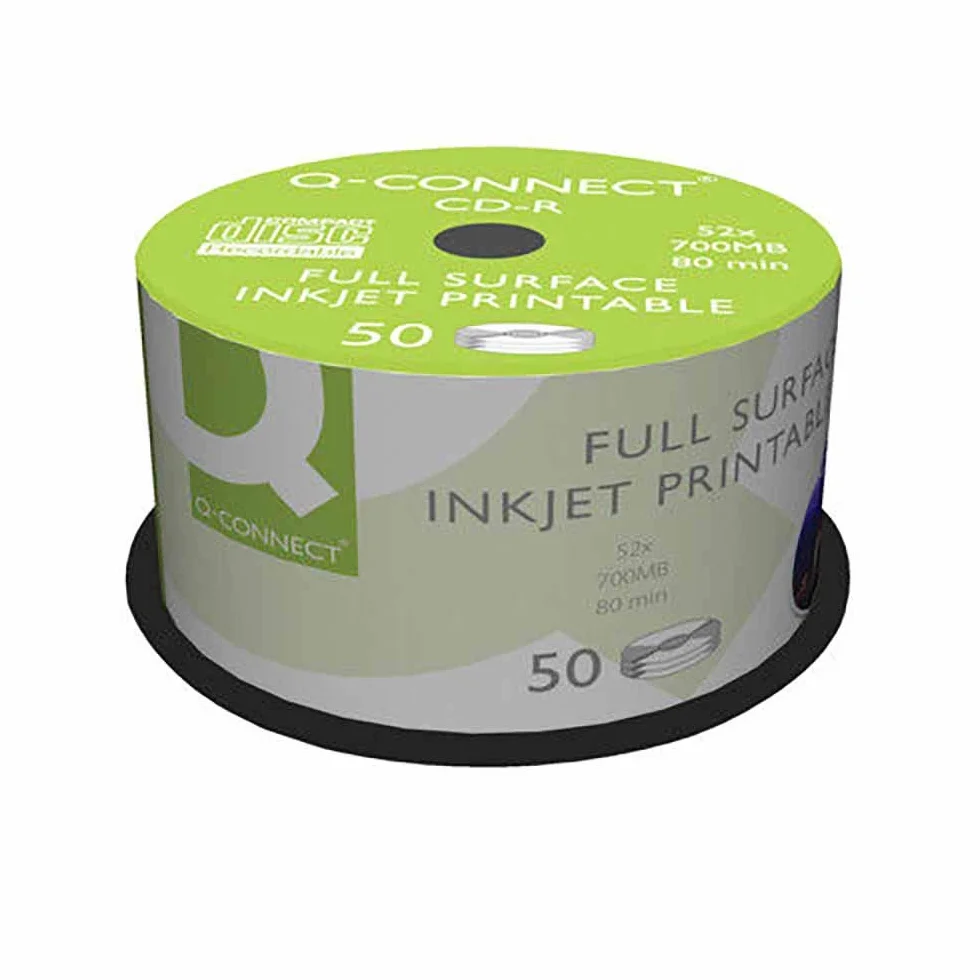 Cd-r q-connect 100% imprimable pour inkjet 700 mb 80 min 52x pot de 50 unités