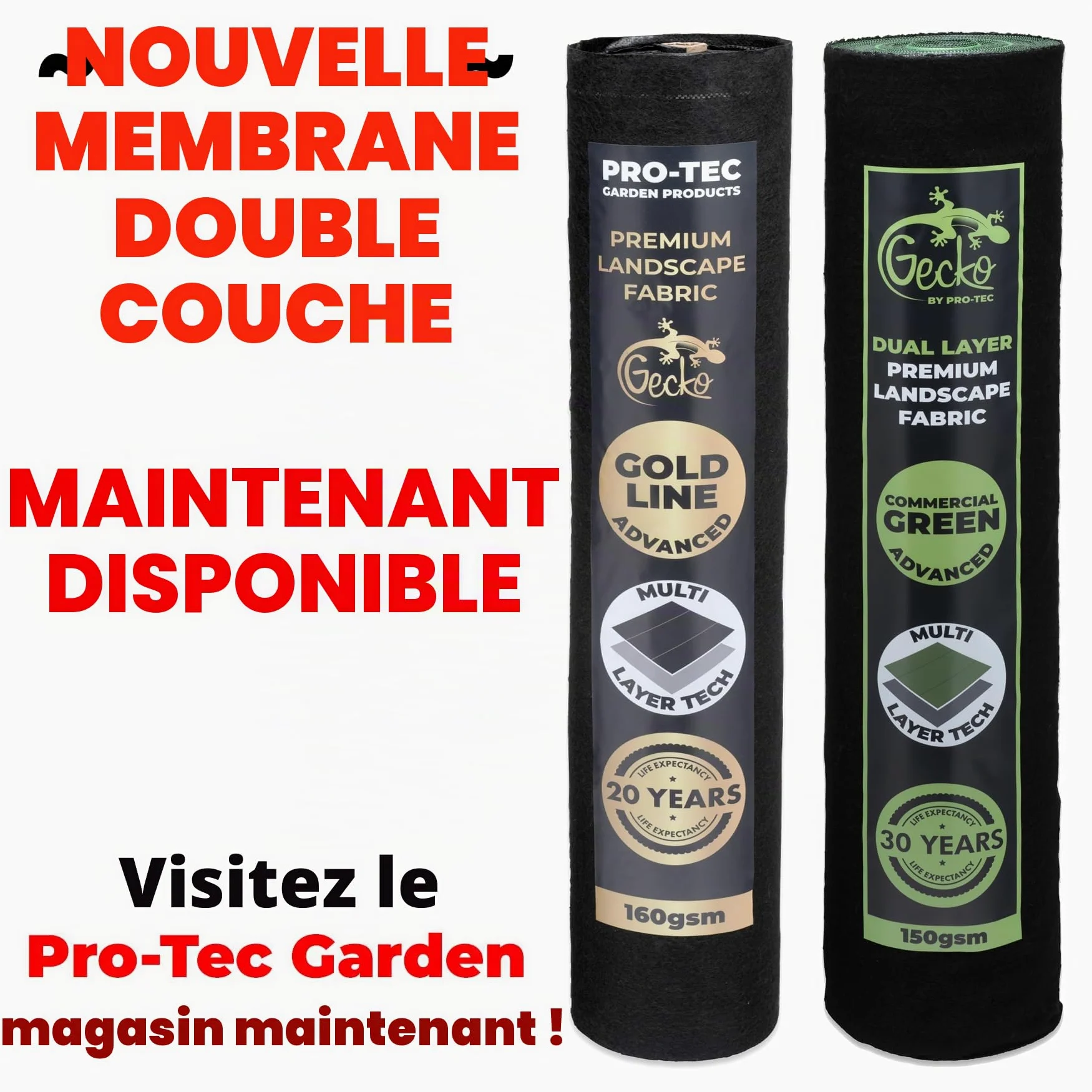Pro-Tec 2 m Tissu de contrôle des Mauvaises Herbes Extra Heavy Duty 125 g/m² Paysage Jardin Sol Coque Membrane Doré Line Gold 2m x 50m