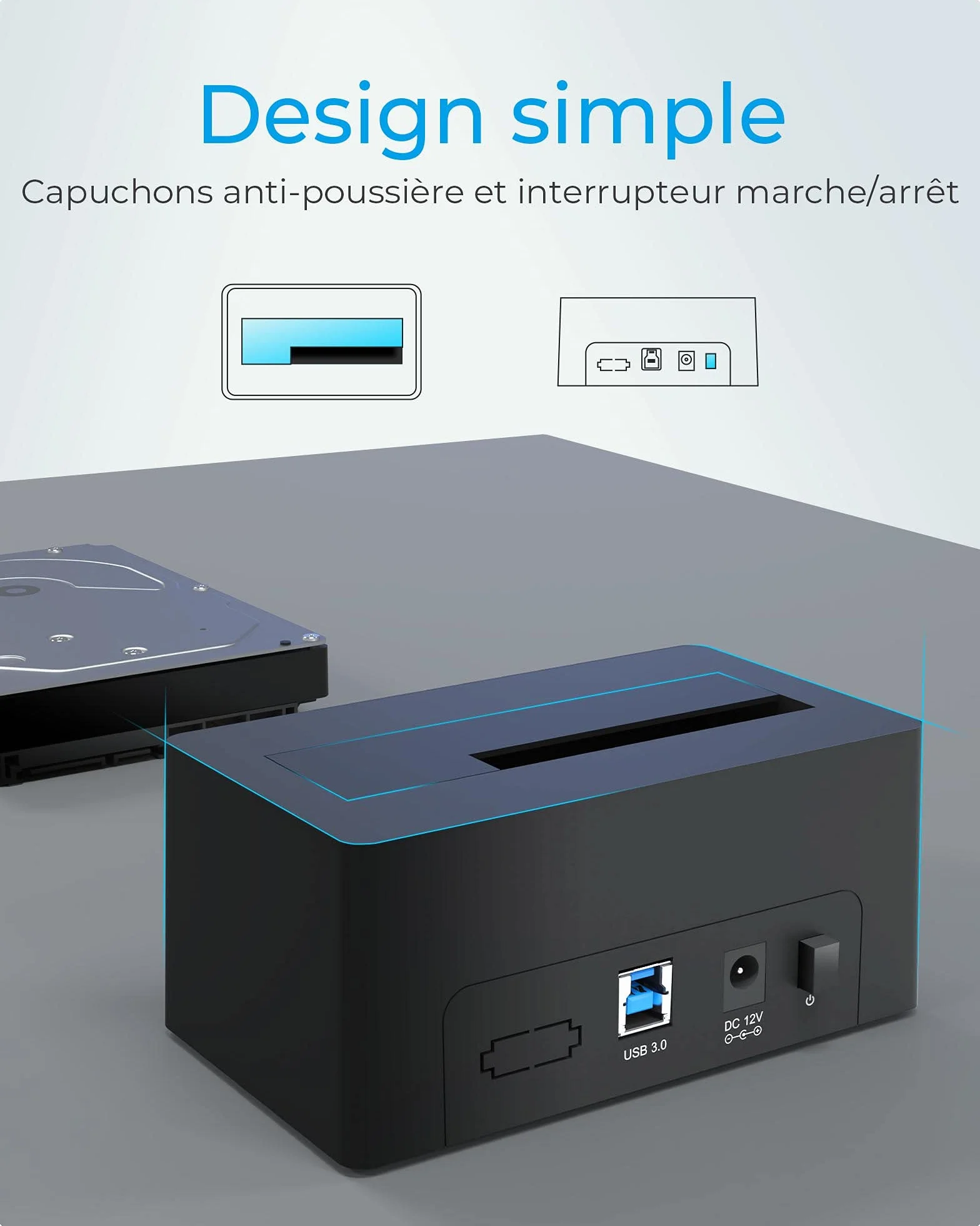 ICY BOX Station d’Accueil USB 3.2 pour SSD Disque Dur 2,5 3,5 Pouces SATA UASP Boitier Interne Externe
