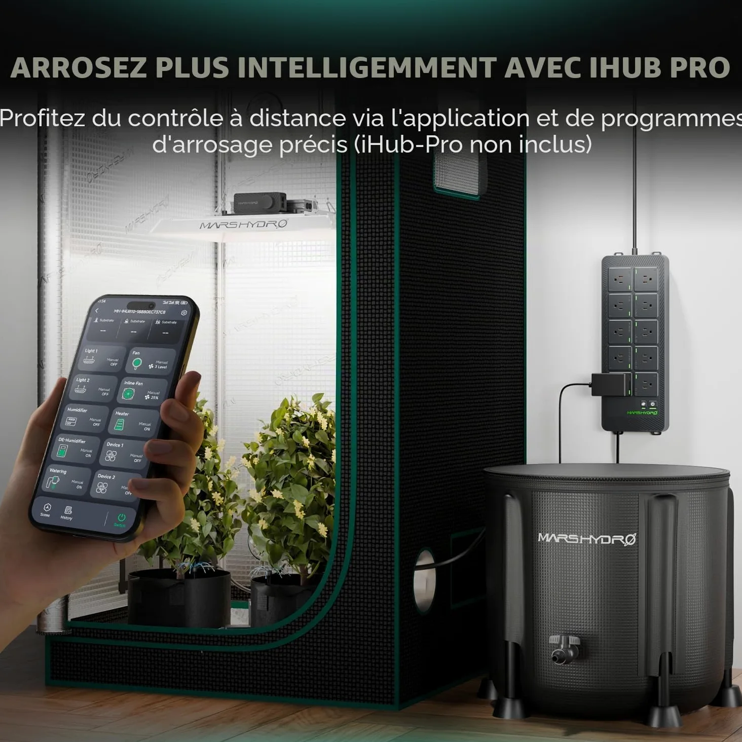 MARS HYDRO Kits d'irrigation goutte automatique avec seau pliable de 5 l, pompe à eau améliorée 24 W, 8 émetteurs goutte