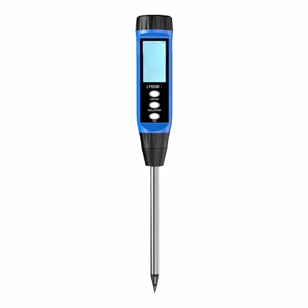 Testeur de sol numérique avec écran LCD, pH 3-14 haute précision et humidimètre pour l'agriculture et le jardin, fonctionnement portable à un bouton (605)