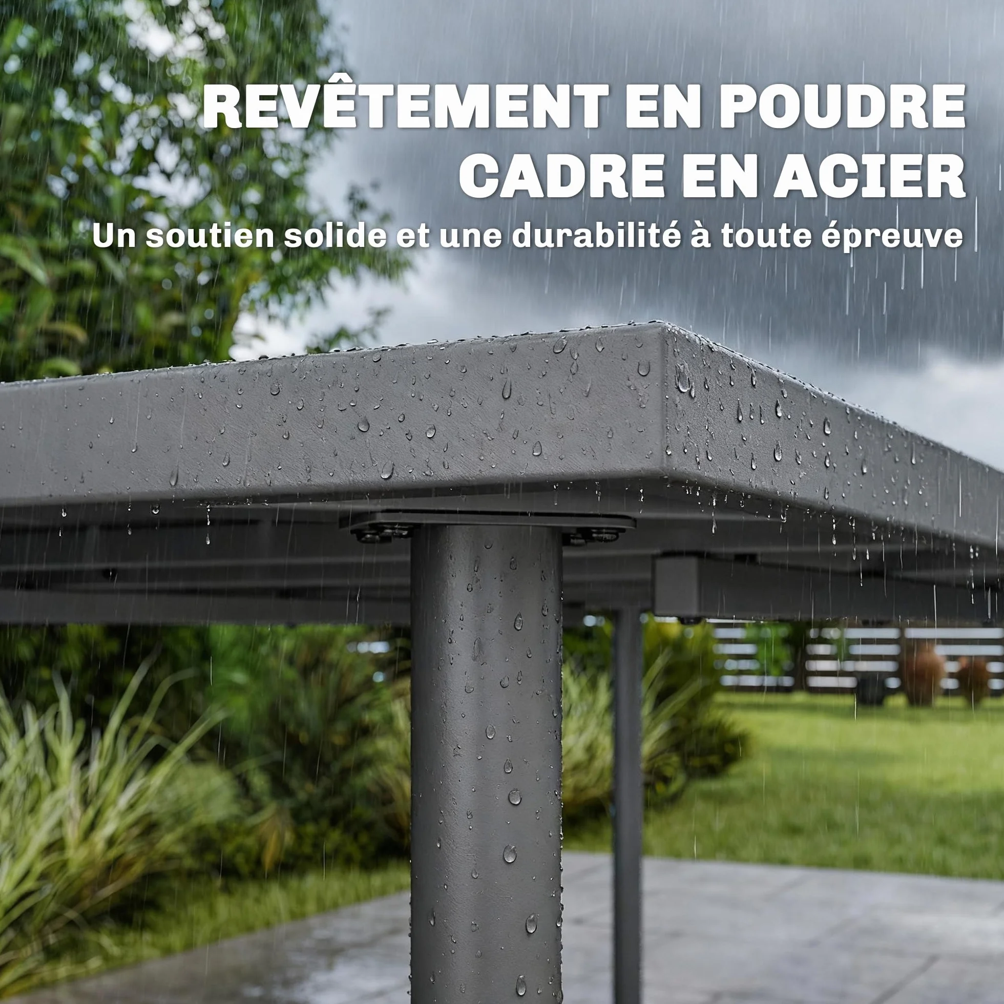 Outsunny Table de Jardin rectangulaire 165 x 80 cm métal Gris foncé