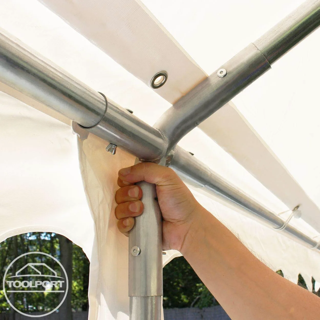 TOOLPORT Tente de réception/Barnum 4x6 m - Bâche difficilement Inflammable Blanc PVC 700 N Economy