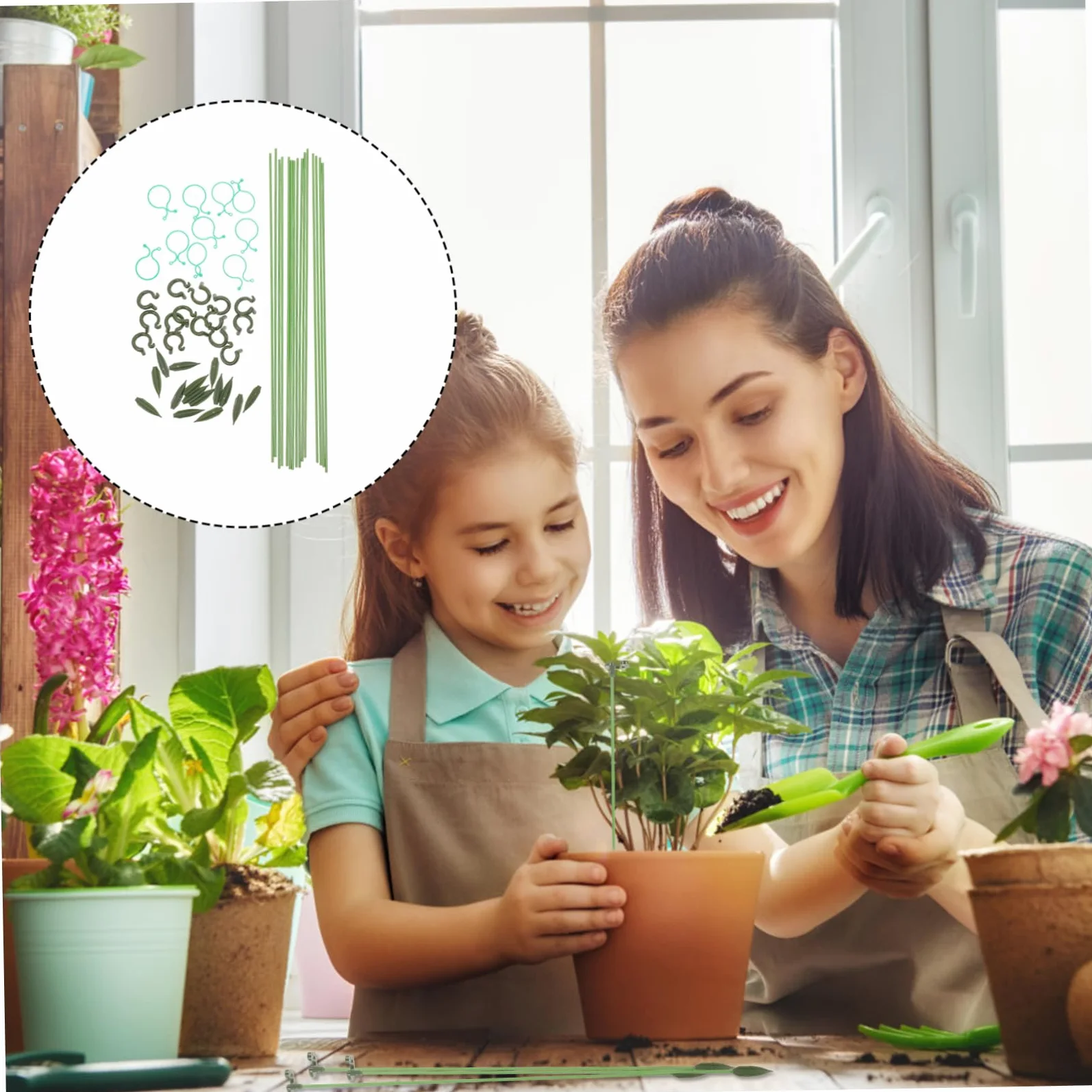 Kisangel 3ensembles Support De Plantes Réutilisable Lot de Tuteurs Et Attaches pour Plantes Grimpantes pour Aménagement De Jardins Et Résistant Aux Intempéries Et Vent