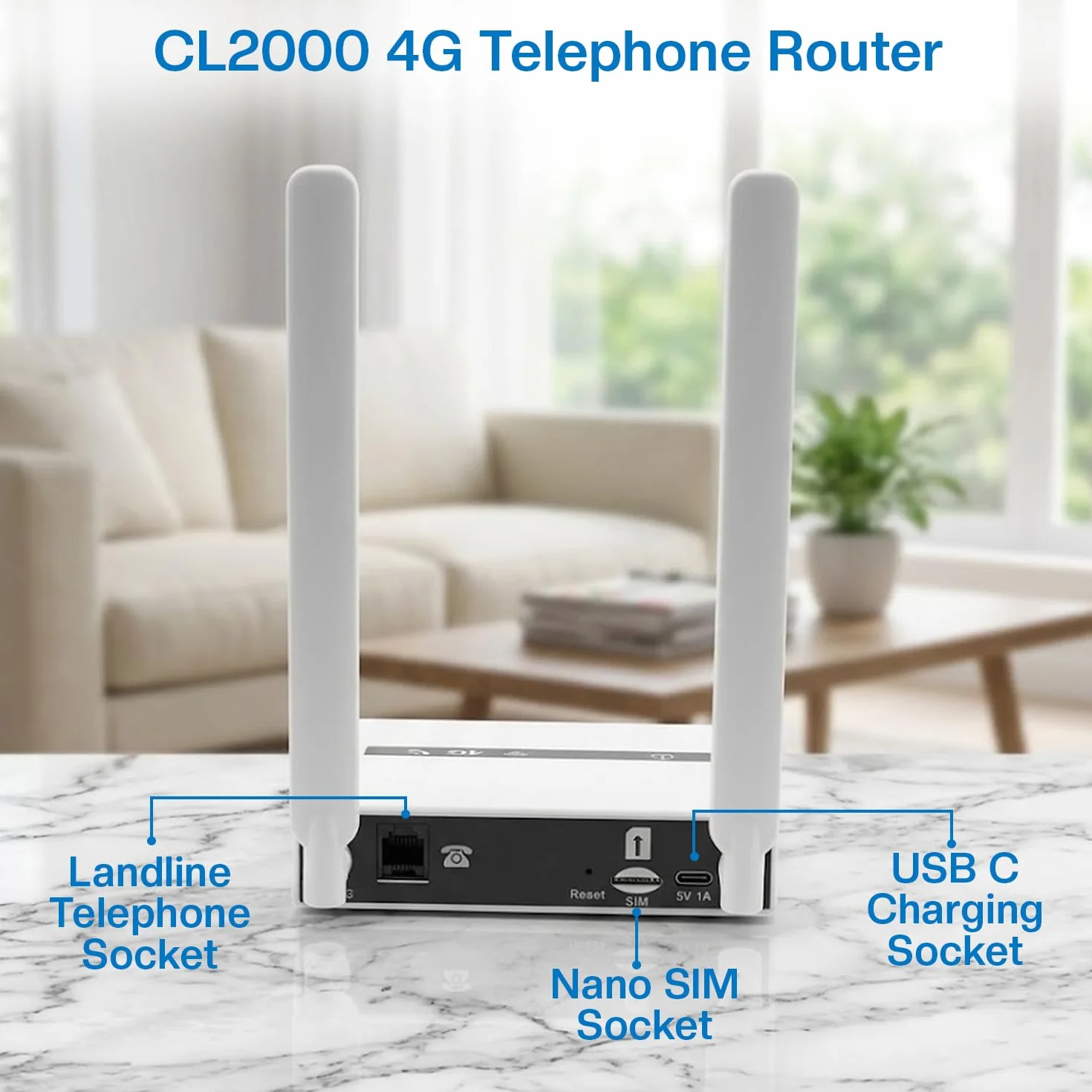 Geemarc CL2000 Connecteur Téléphone Fixe Réseau Mobile 4G Point d'Accès WiFi
