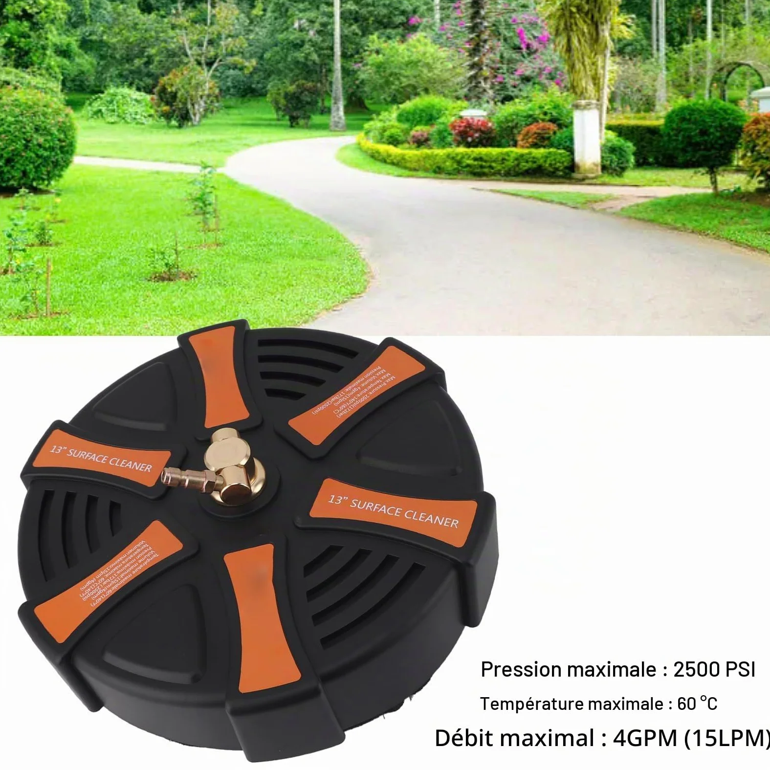 Nettoyeur de pour Nettoyeur Haute Pression de 13 Pouces, Accessoire de Laveuse électrique en Acier Inoxydable pour Le Nettoyage des Allées, des Trottoirs et