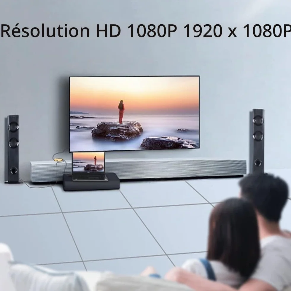 Adaptateur HDMI vers VGA 1080P Femelle vers Mâle Convertisseur Câble Audio Vidéo 3,5 mm
