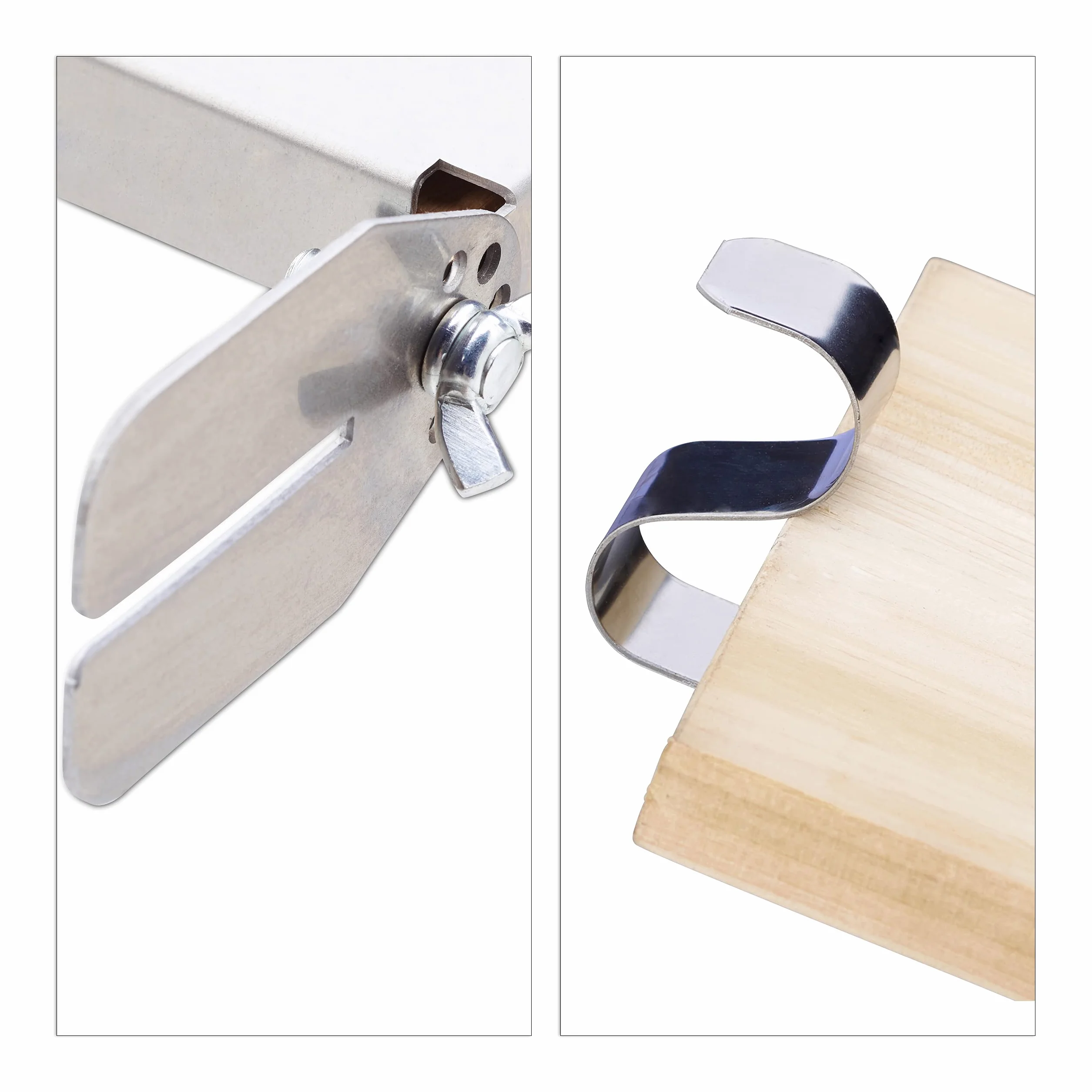 Relaxdays Lot de 6 Planches à Saumon en Bois de cèdre 46 x 15,5 cm Fixations inclinables INOX