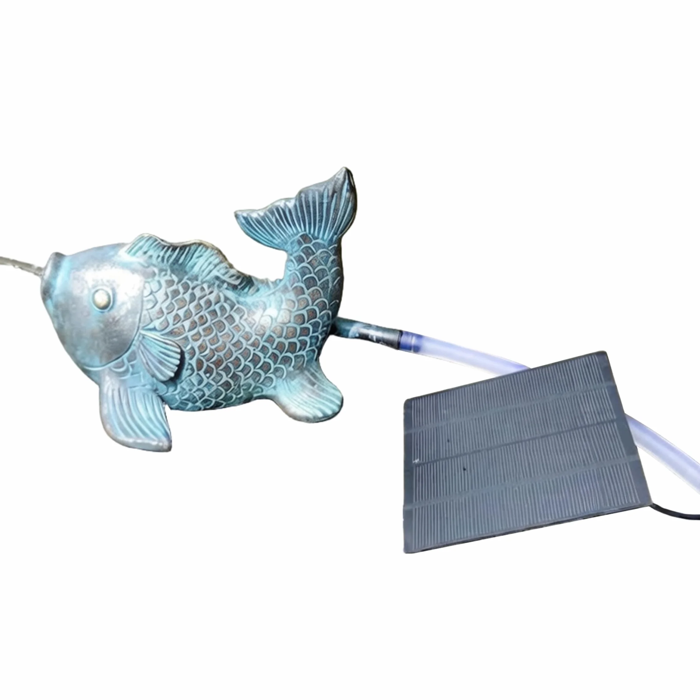 Cracheur d'étang Solaire Poisson Fontaine Décor Résine Jardin 6,89x6,30x5,51 Pouces