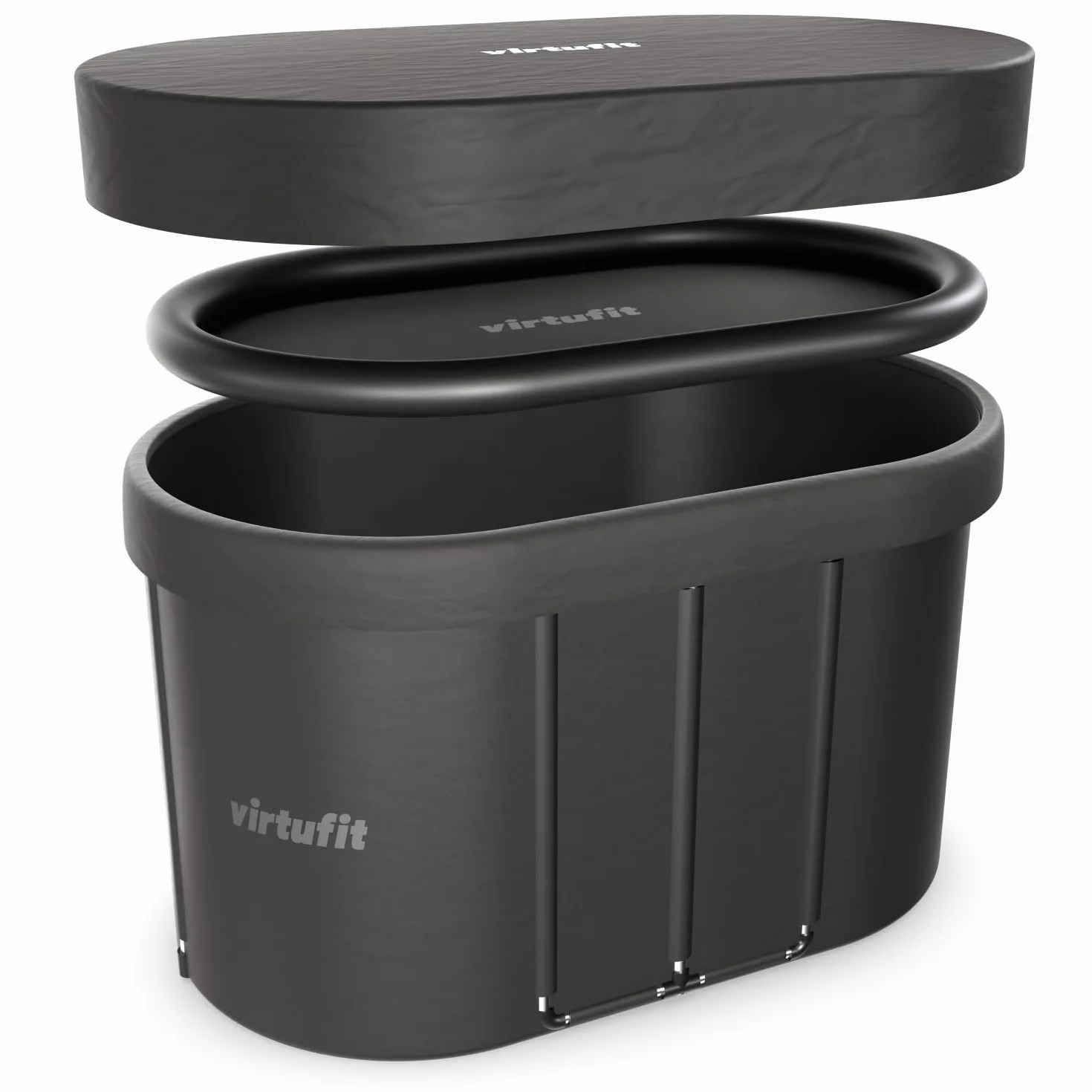 VirtuFit Baignoire Glacée Ovale 500L – Bassin à Eau Froide pour la Régénération et la Récupération Musculaire – Pliable, Isolation à 5 Couches, Accessoires Inclus, Pour l’intérieur et l’extérieur