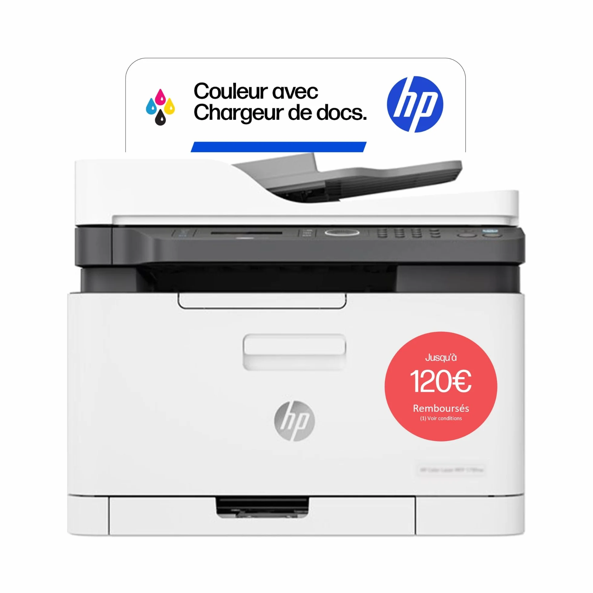 HP Color Laser MFP 179fnw Imprimante multifonction couleur A4 Wi-Fi Ethernet USB 2.0 18 ppm noir et blanc 4 ppm couleur blanche