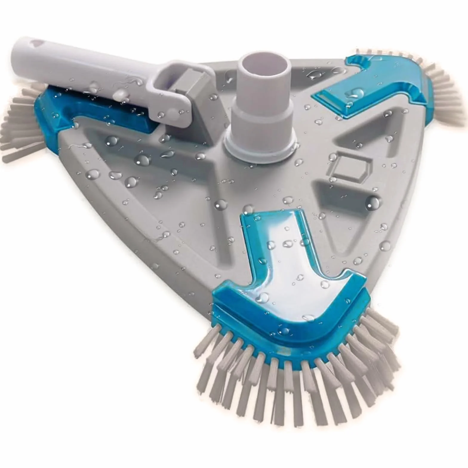 Tête d'aspirateur de Piscine Triangulaire lestée avec Brosse de Fond et latérale, poignée EZ Clip
