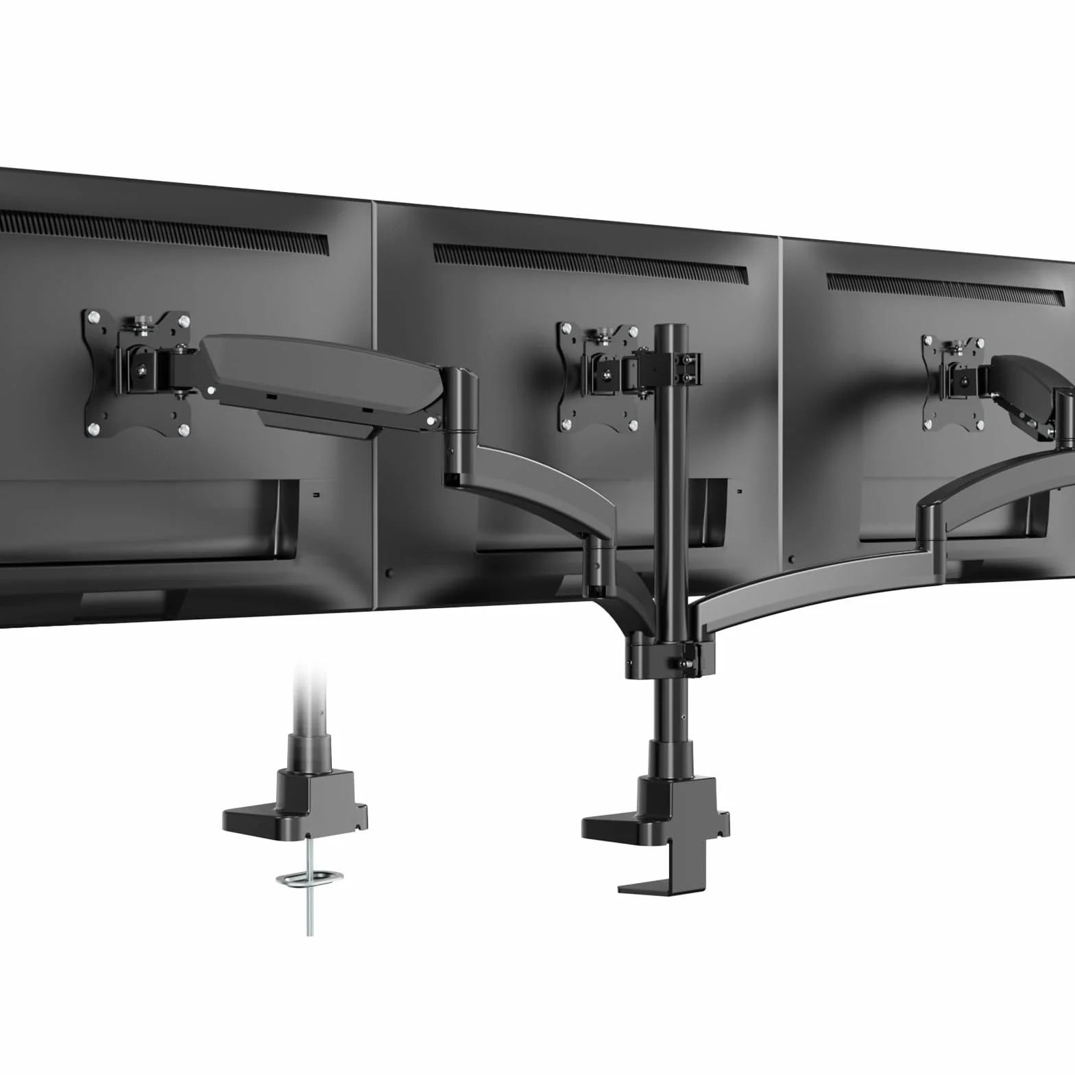 PUTORSEN Support pour 3 écrans 17-32 Pouces, Charge 10 kg par Bras, VESA 75/100 mm