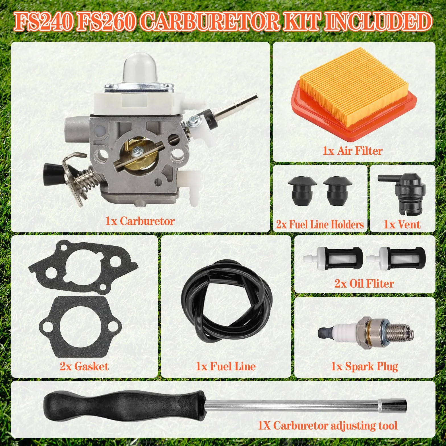 Kit carburateur 4147-120-0625 pour Stihl FS240 FS260C avec filtre à air 4147 141 0300