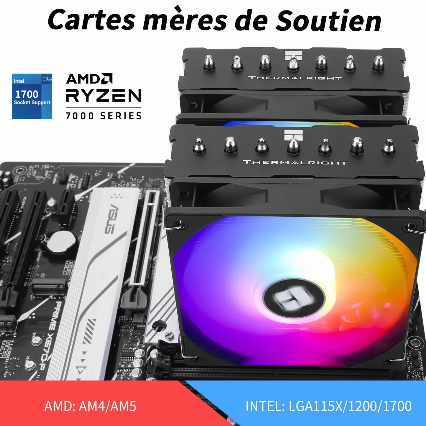 Thermalright PS120SE ARGB Refroidisseur d'air CPU 7 caloducs Dual 120mm TL-C12B-S V2 PWM AGHP 4.0 AMD AM4 AM5 Intel LGA1700 1851 1150 1151 1200