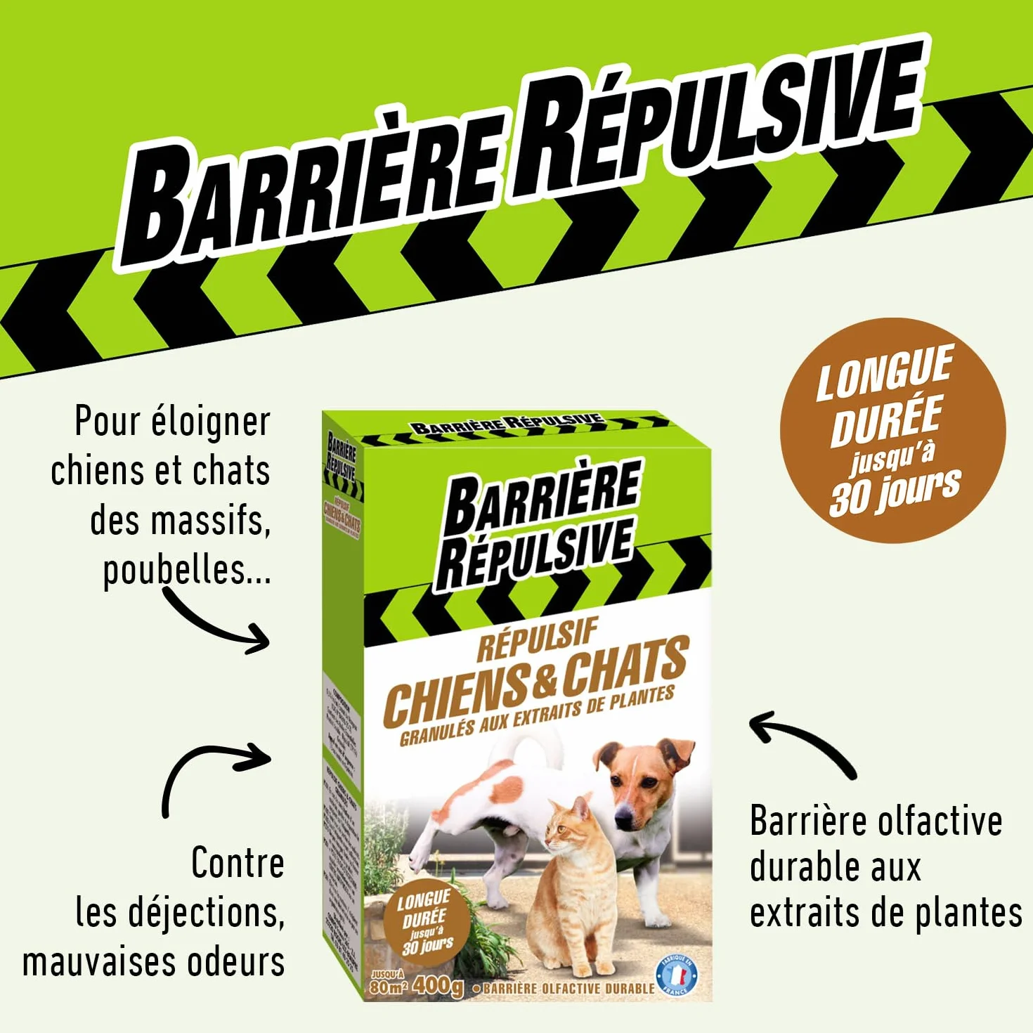 Répulsif Chiens et Chats Extérieur 80 m² 400 g