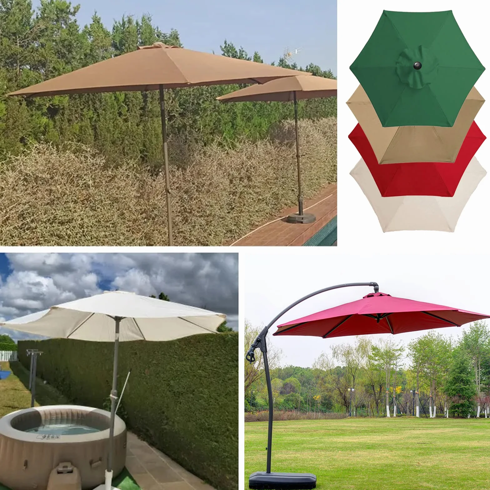 Housse de protection parasol de terrasse en polyester pour jardin extérieur