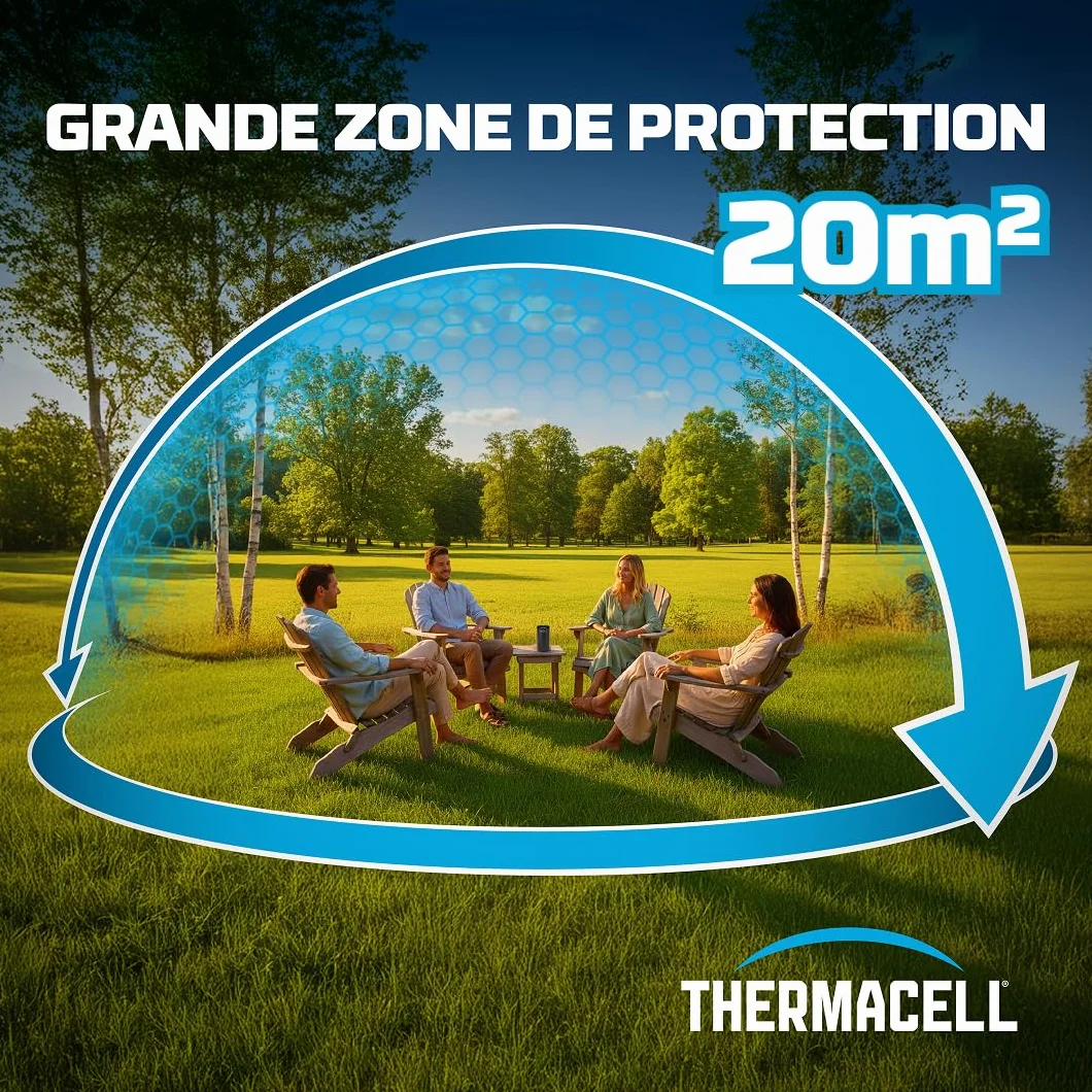 THERMACELL Diffuseur Anti Moustiques Extérieur 20m² Inodore Sans Fil 3 Recharges Noir