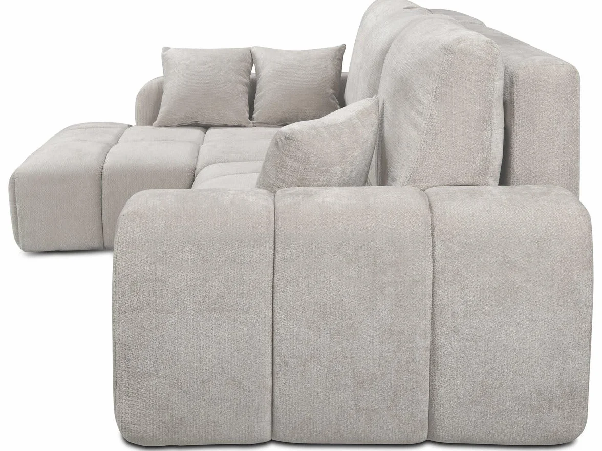 Canapé d'angle Gauche Convertible 3 Places Tissu Chenille Beige Habitat et Jardin