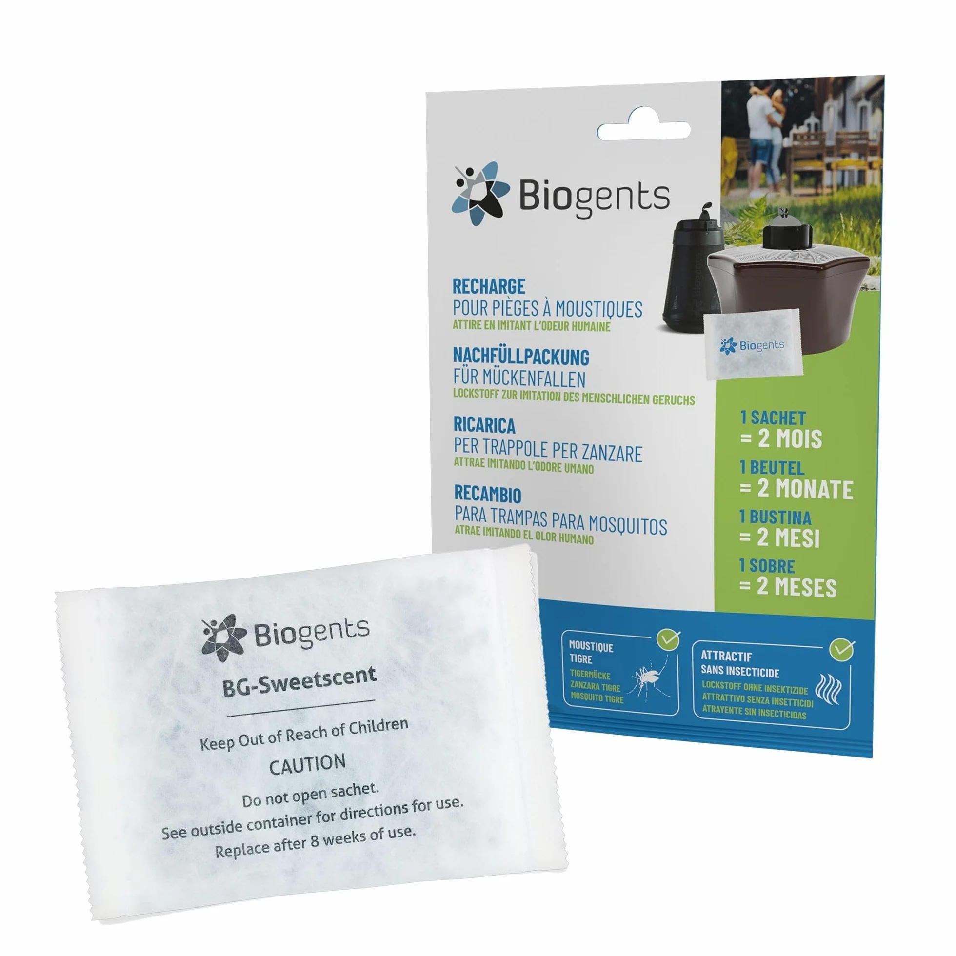 BIOGENTS BG-MOSQUITAIRE Piège Extérieur Anti-Moustiques Recharge 2 Mois BG-SWEETSCENT